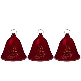 Northlight Set of 3 Musical Lit Red Christmas Bell Decorations