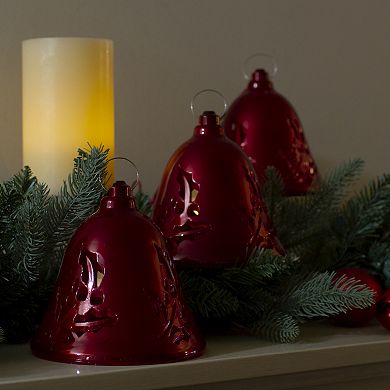 Northlight Set of 3 Musical Lit Red Christmas Bell Decorations