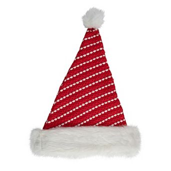 Northlight 17 in Red & White Striped Santa Hat With Pom Pom