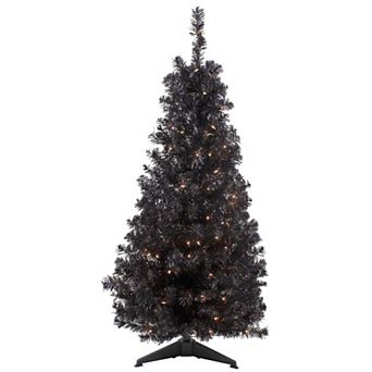 Northlight 4-ft. Pre-Lit Slim Black Tinsel Artificial Christmas Tree