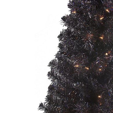 Northlight 4-ft. Pre-Lit Slim Black Tinsel Artificial Christmas Tree