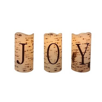 Northlight 3 pc Battery-Operated LED "JOY" Christmas Flameless Candles Set