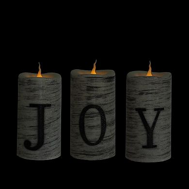 Northlight 3 pc Battery-Operated LED "JOY" Christmas Flameless Candles Set