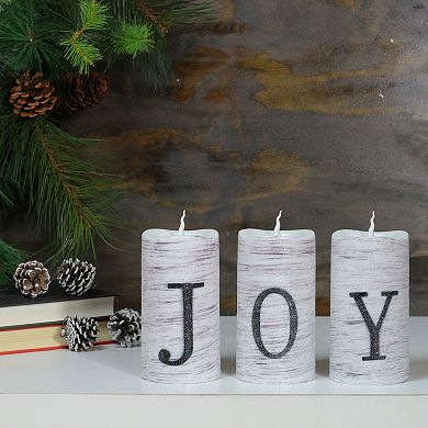 Northlight 3 pc Battery-Operated LED "JOY" Christmas Flameless Candles Set