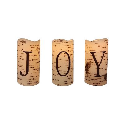 Northlight 3 pc Battery-Operated LED "JOY" Christmas Flameless Candles Set