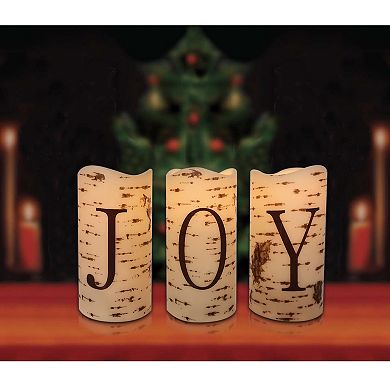 Northlight 3 pc Battery-Operated LED "JOY" Christmas Flameless Candles Set