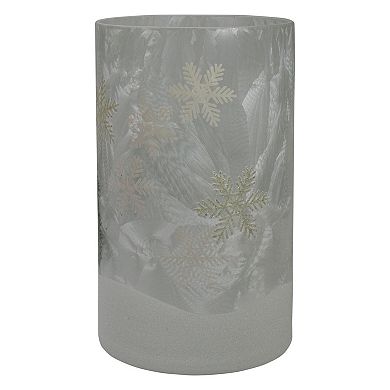 Northlight 10-in. Hand Painted Deer Pine & Snowflakes Glass Christmas Candle Holder