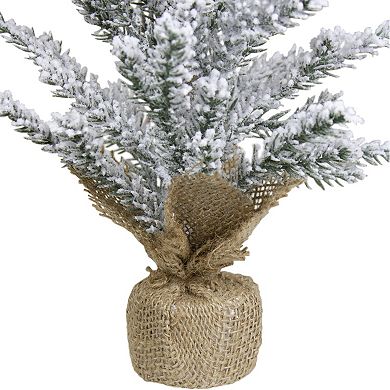 Northlight 12" Unlit Artificial Flocked Mini Pine Christmas Tree with Jute Base