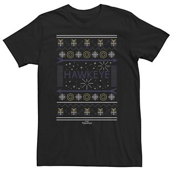 Big & Tall Marvel Hawkeye Christmas Knit Style Tee