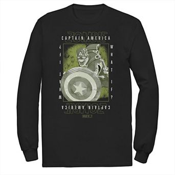 Big & Tall Marvel What If Captain Zombie Box Poster Long Sleeve Graphic Tee