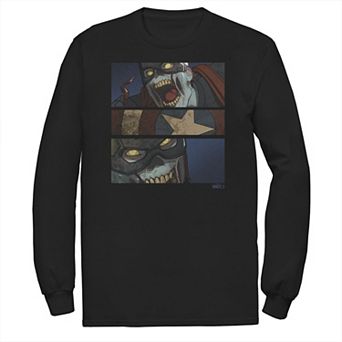 Big & Tall Marvel What If Captain America Zombie Panels Long Sleeve Graphic Tee