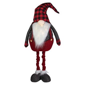Northlight 41 in LED Red & Black Plaid Extendable Christmas Gnome Figure