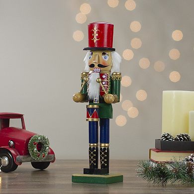 Northlight 14" Green and Red Traditional Standing Drummer Christmas Nutcracker