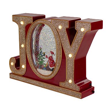 Northlight LED Red and Gold Joy Christmas Glitter Snow Globe Table Decor