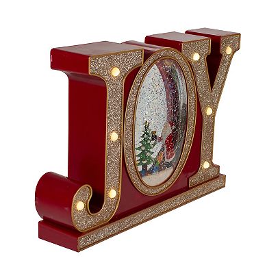 Northlight LED Red and Gold Joy Christmas Glitter Snow Globe Table Decor