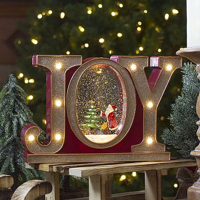 Northlight LED Red and Gold Joy Christmas Glitter Snow Globe Table Decor