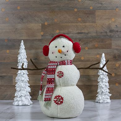 Northlight Snowflake Sherpa Plush Snowman Floor Decor