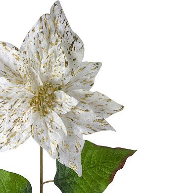 Northlight Large White Gold Finish Artificial Christmas Poinsettia Flower