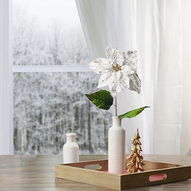 Northlight Large White Gold Finish Artificial Christmas Poinsettia Flower