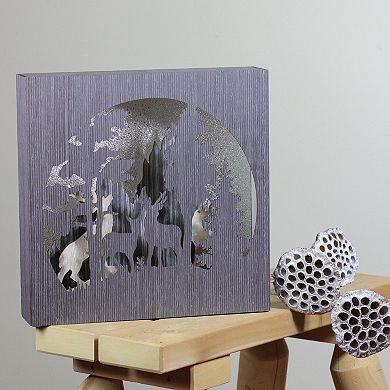Northlight 13.75" Glittered Winter Woodland Deer Christmas Shadow Box Table Decoration