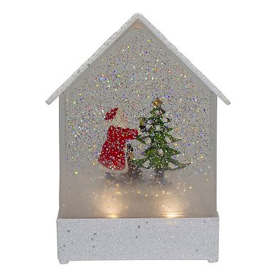 Northlight House-Shaped Santa & Tree Snow Globe