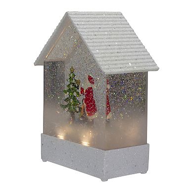 Northlight House-Shaped Santa & Tree Snow Globe