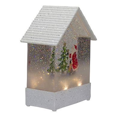 Northlight House-Shaped Santa & Tree Snow Globe