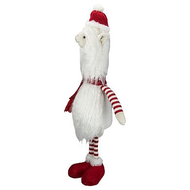 Northlight 26-in. Plush Red & White Standing Llama Table Top Christmas Decoration
