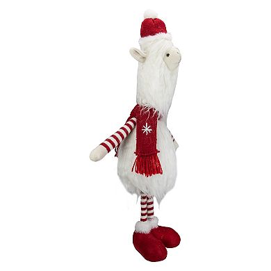 Northlight 26-in. Plush Red & White Standing Llama Table Top Christmas Decoration