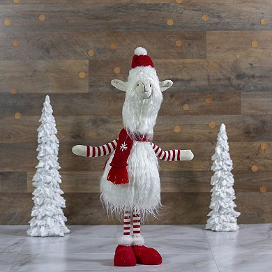Northlight 26-in. Plush Red & White Standing Llama Table Top Christmas Decoration