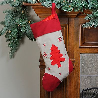 Northlight 18-in. Red & Ivory Tree & Snowflakes Christmas Stocking