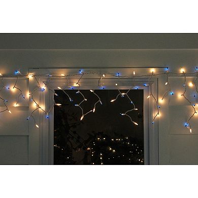 Northlight Blue & Clear Mini Window Curtain Icicle Christmas Lights