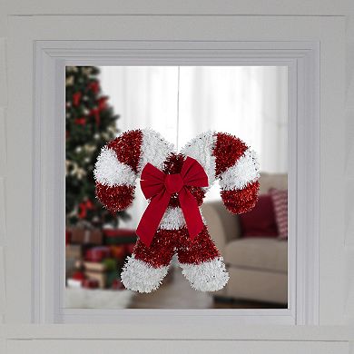 Northlight Tinsel Candy Cane Christmas Window Decoration