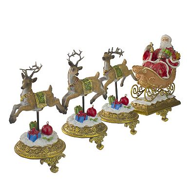 Northlight Santa and Reindeer 4-Pack Christmas Stocking Holders Set
