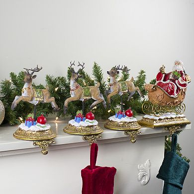 Northlight Santa and Reindeer 4-Pack Christmas Stocking Holders Set
