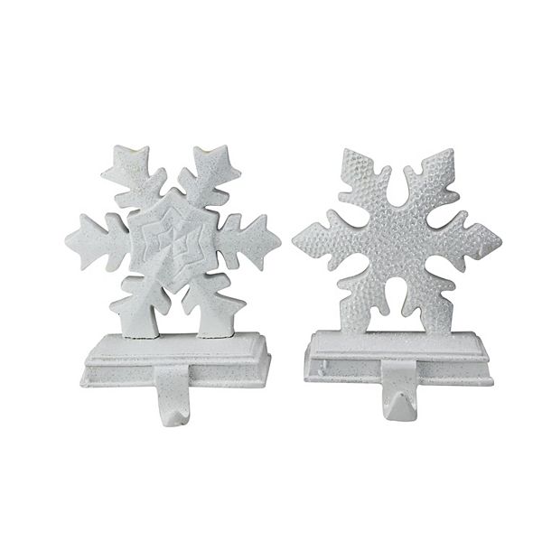 Northlight White Glittered Snowflake 2Pack Christmas Stocking Holders Set