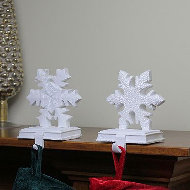 Northlight White Glittered Snowflake 2-Pack Christmas Stocking Holders Set