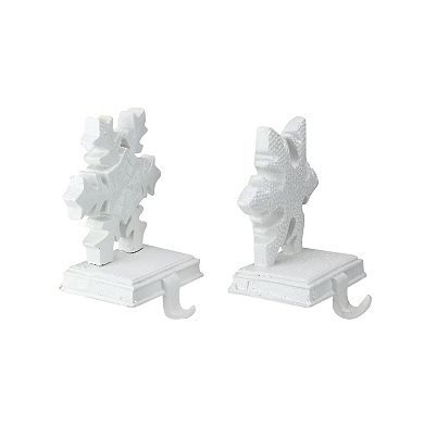 Northlight White Glittered Snowflake 2-Pack Christmas Stocking Holders Set