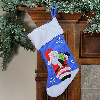 Northlight 15-in. Blue & Red Santa Claus with Gift Christmas Stocking