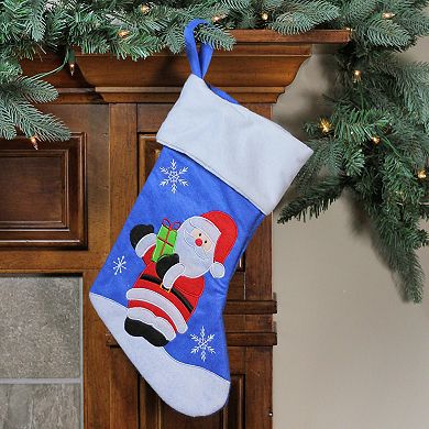 Northlight 15-in. Blue & Red Santa Claus with Gift Christmas Stocking