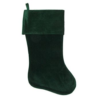 Northlight 18 in Traditional Solid Green Velvet Hanging Christmas Stocking