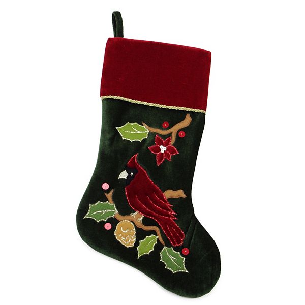 Northlight Cardinal Embroidered Christmas Stocking