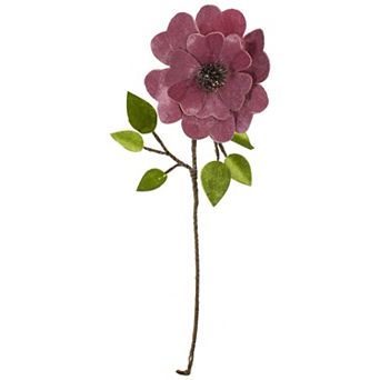 Northlight 21.5 in Pink Heart Artificial Flower with Stem & Leaves Christmas Pick