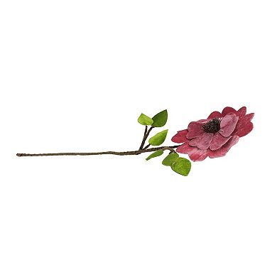 Northlight 21.5-in. Pink Heart Artificial Flower with Stem & Leaves Christmas Pick