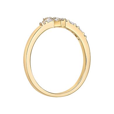 Gemminded Sterling Silver 1/8 Carat T.W. Diamond Sideways Cross Ring