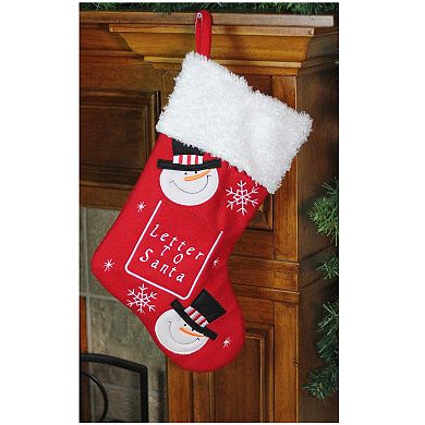 Northlight Red & White Embroidered Snowmen Letter to Santa Christmas Stocking