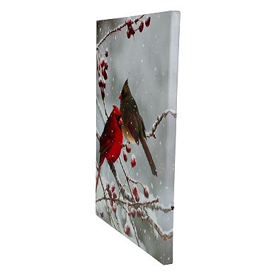 Northlight Light-Up Cardinals Berries Christmas Canvas Wall Art