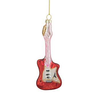 Northlight Red and Silver Glass Bass Guitar Christmas Ornament