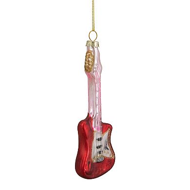Northlight Red and Silver Glass Bass Guitar Christmas Ornament