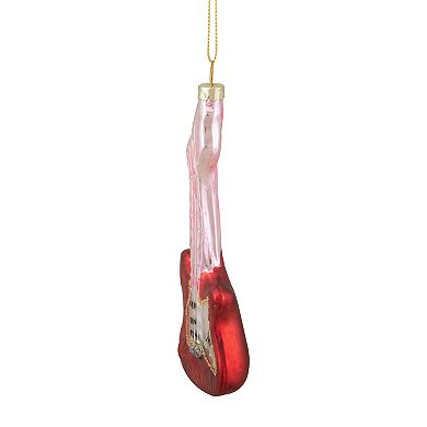 Northlight Red and Silver Glass Bass Guitar Christmas Ornament